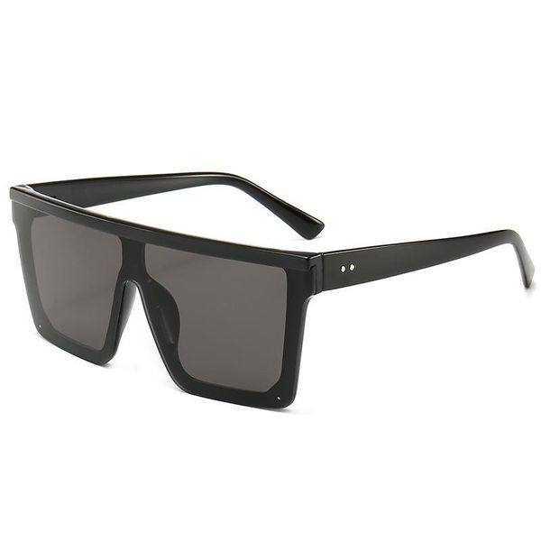 

fashion sunglasses frames 2021 large square men's and women's flat lenses one-piece, Black