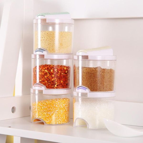 

storage bottles & jars 5pcs seasoning transparent stackable kitchen condiment boxes spice rack pepper shakers box
