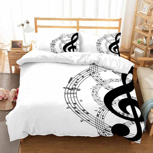 

bedding sets dynamic musical notes 3d printing quilt cover comfortable home textiles boys girls 2/3 pcs
