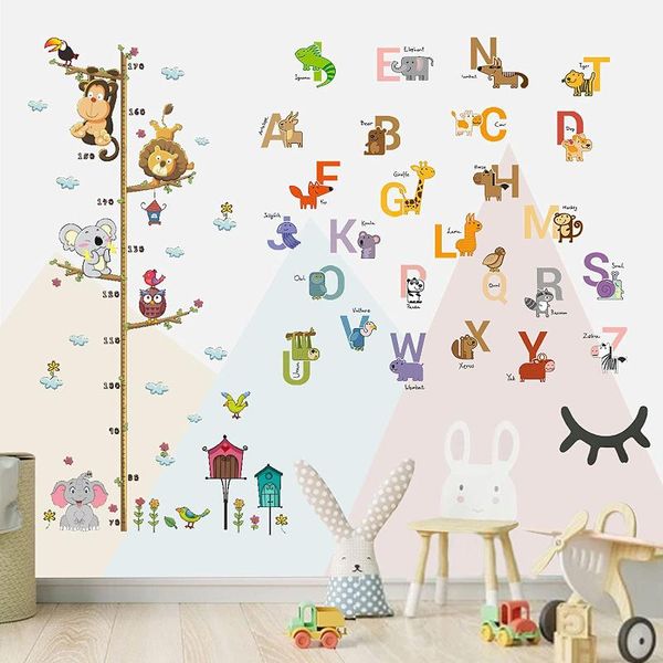 

gift wrap children height measurement animal wall stickers color letter puzzle pattern decals home classroom movable