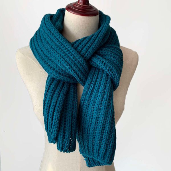 

scarf women winter korean version versatile student thickened solid coarse wool long ins simple knitted warm neck, Blue;gray