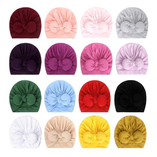 

caps & hats baby turban hat beanie cap winter girl cotton not pography props, Yellow