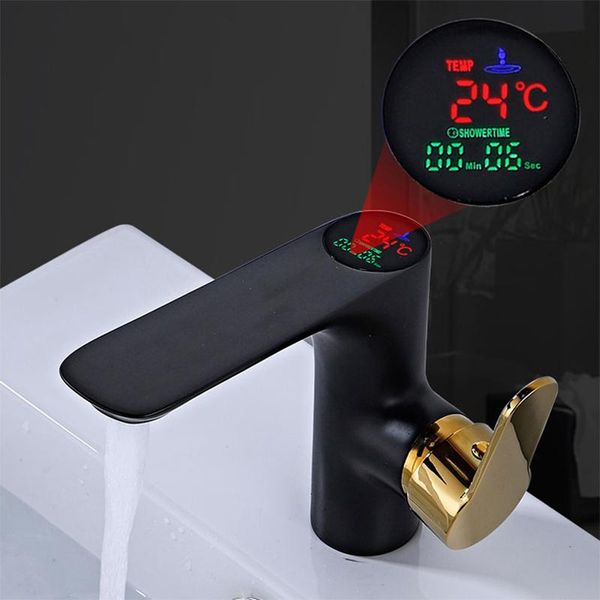 

bathroom sink faucets intelligent led digital temperature basin faucet brass mixer cold kitchen splash proof tap toilet accessories
