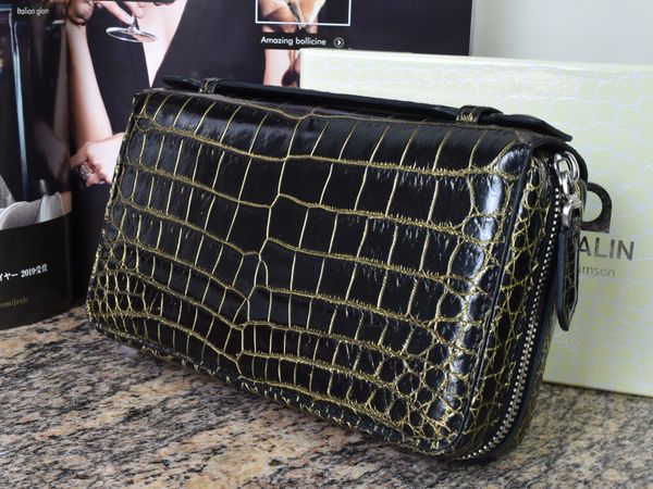 

new pure crocodile skin products, men's fashion hand wallet, crocodile skin long gold wallet, quality assurance, convenient logistics,, Red;black