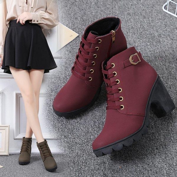 

boots autumn 2021 short women's thick heel high shoes 41, Black