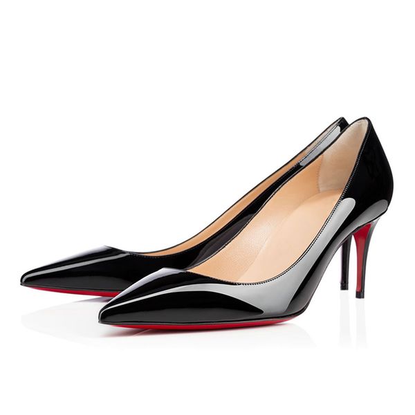 

senior summer sandals red bottom pumps elegant women kate iriza 70 mm fashion bride nude black patent leather pointed toes wedding party hig