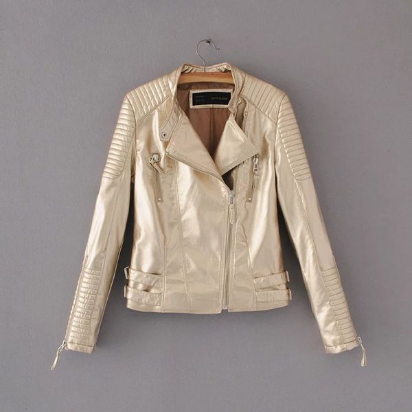 

slim long sleeved pu leather jacket bike motor women bomber jacket coat cool autumn winter jackets leather, Black