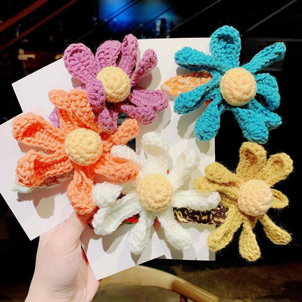 

autumn and winter children cute colors knitting flower ornament hair clips girls lovely barrettes hairpins kids hair accessories, Slivery;white