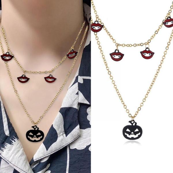 

chains pumpkin elf pendant multilayer necklace halloween girls party hop collar hip gift jewelry choker l3l5, Silver