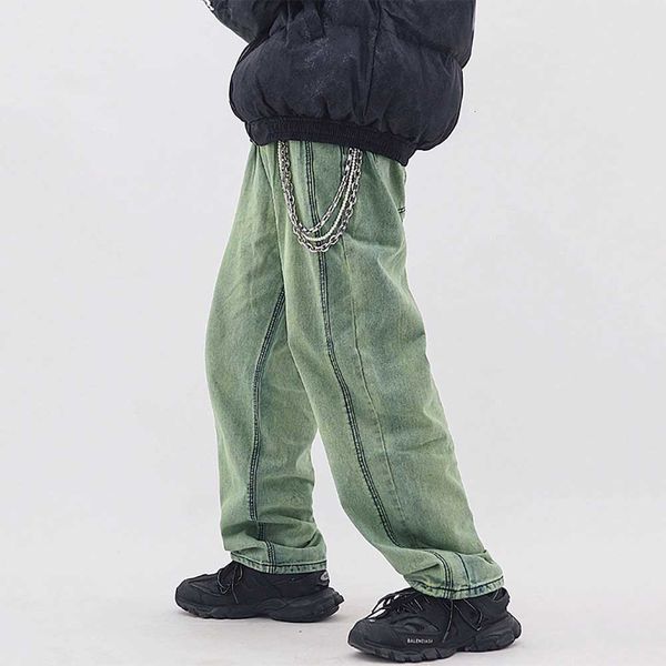

2021 new harem breeze tendency to big dimensions men and women back casual loose cowboy hip hop pants straight jeans 518e, Blue