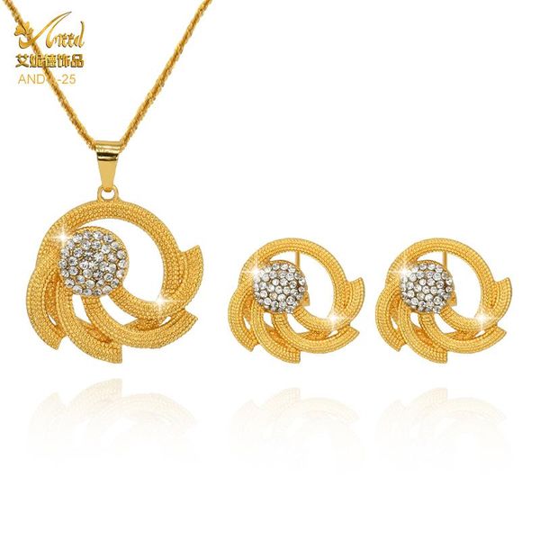 

earrings & necklace neckles set jewelery pendant ethnic nigeria jewelry sets for women gold dubai designer inspired 24k plated african hawai, Silver