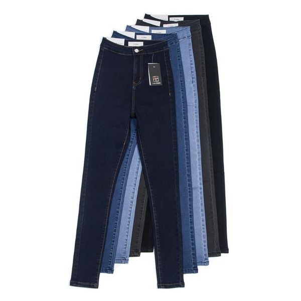 

women's jeans 2021 mid waist slim fit ykk zipper skinny pencil jean pants, Blue