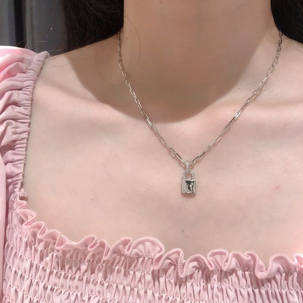

silvology 925 sterling silver zircon moon lock pendant necklace for women wide chain luxury necklace 2020 fashionable jewelry q0531
