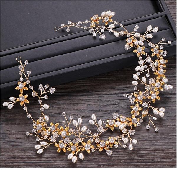

flower crystal pearl wedding headband tiara wedding hair accessories hair vine women hair jewelry gold hairband bridal h qylhhx, Silver