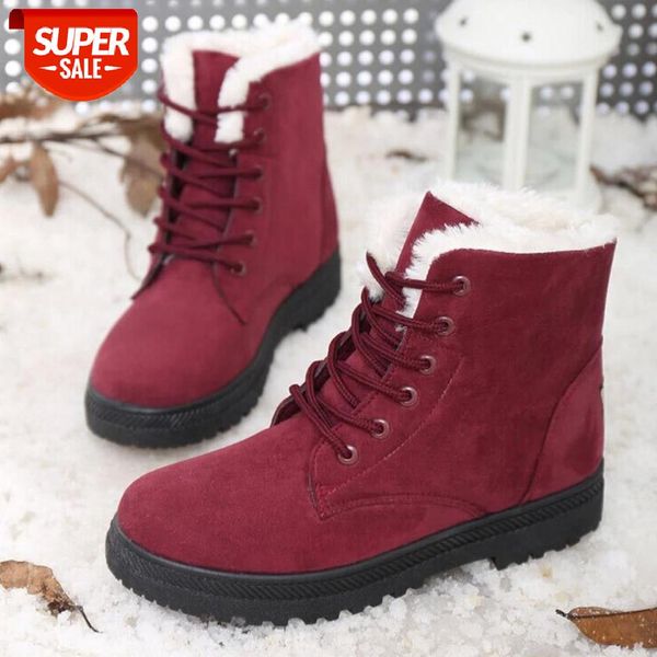 

women boots 2021 new fashion heels snow boots plus velvet warm winter women ankle lace-up women shoes female shoes #ws1v, Black