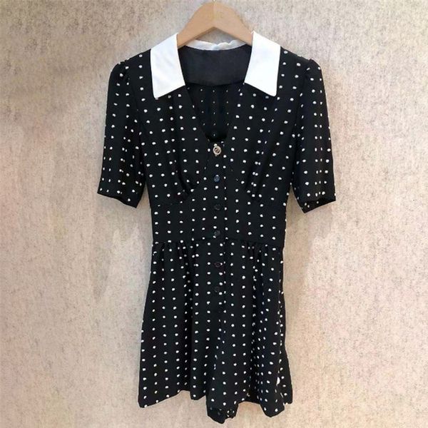 

black nightgown female summer dress elegant turnover boho midi embroidered polka dots dressed party pbde, Black;gray