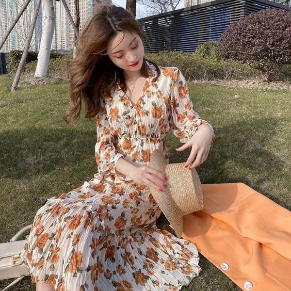 

casual dresses 2021v collar autumn and winter skirt chiffon midi dress for womenwoman vestido de mujer, Black;gray