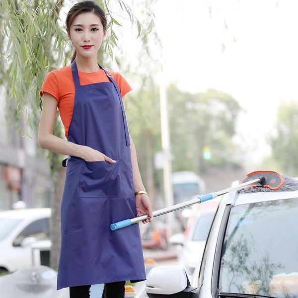 

aprons korean fashion personality leather apron custom printing logo chef waterproof barber shop car wash pvc waist