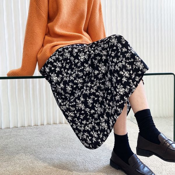 

2021 new summer a-line boho chiffon stretch high waist long femme elegant faldas jupe saia women floral skirt df2r, Black