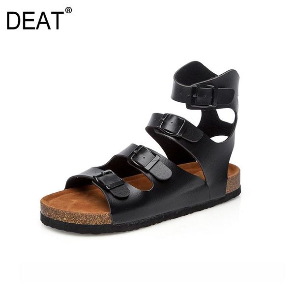 

boots [deat] 2021 round toe belt buckle strap casual pu leather single shoes women cool spring summer fashion tide 10i193, Black