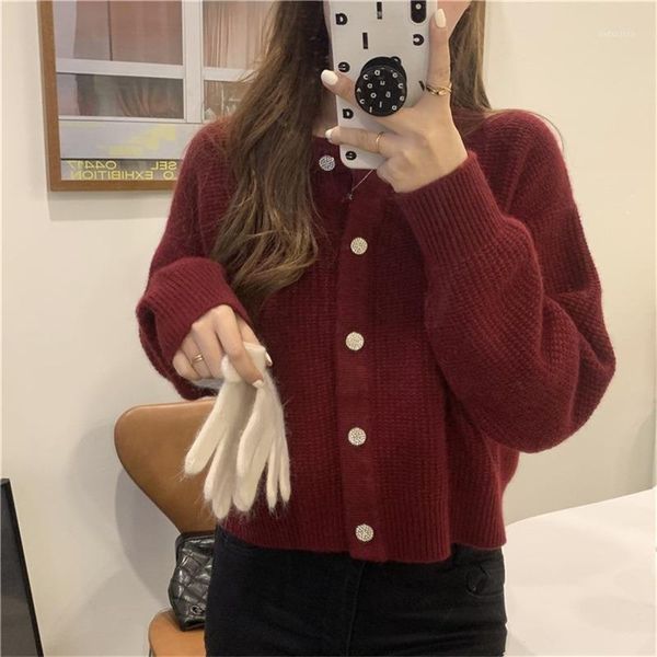 

women's knits & tees limiguyue vintage long sleeve sweater french women knitted cardigan fragrance chic buttons crop autumn winter coa, White