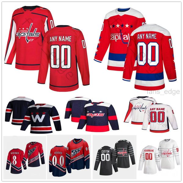 

custom men women kids 2021 reverse retro ilya samsonov jakub vrana braden holtby andre burakovsky brenden dillon brian pinho hockey jerseys, Black;red