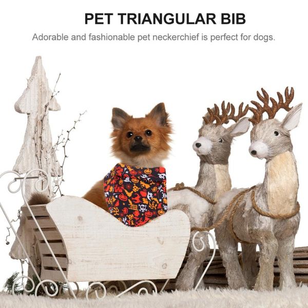 

dog apparel 2pcs pumpkin puppy bibs triangular head scarfs accessories