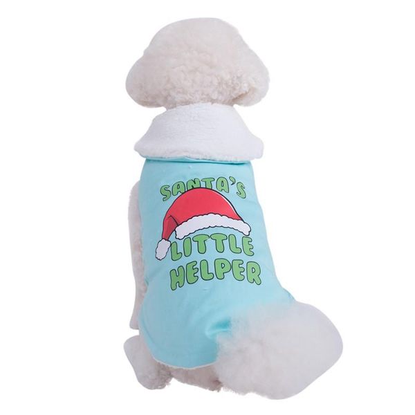 

dog apparel pet christmas cute warm jacket small medium dogs autumn and winter 2-legged fall lapel belly sticker cloak coat