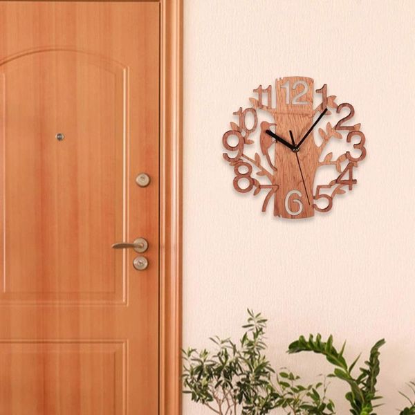 

wall clocks retro tree decoration round wooden hanging clock home office ornament gift