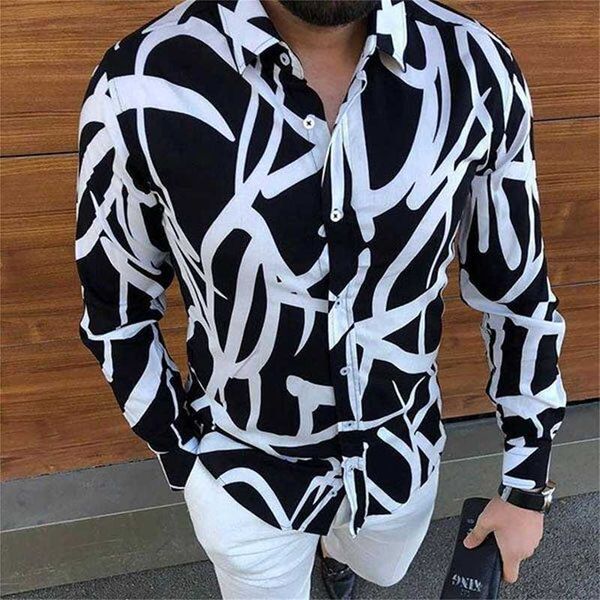 Camisas casuais masculinas 2021 Estilo Punk Seda Cetim Impressão Digital Masculina Ajuste Justo Manga Longa Flor Estampada Camisa de Festa Tops