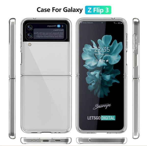 Für Samsung Galaxy Z Flip 3 Hüllen TPU+PC faltbar ultradünn schützende stoßfeste Rückseite Transparente klare Handyhülle Capa Fundas