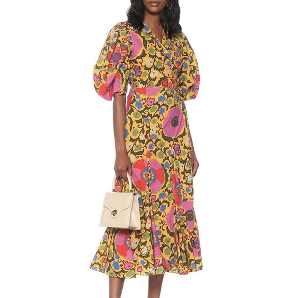 

casual dresses women midi wrap floral print sleeve high waist holiday summer x2yy, Black;gray