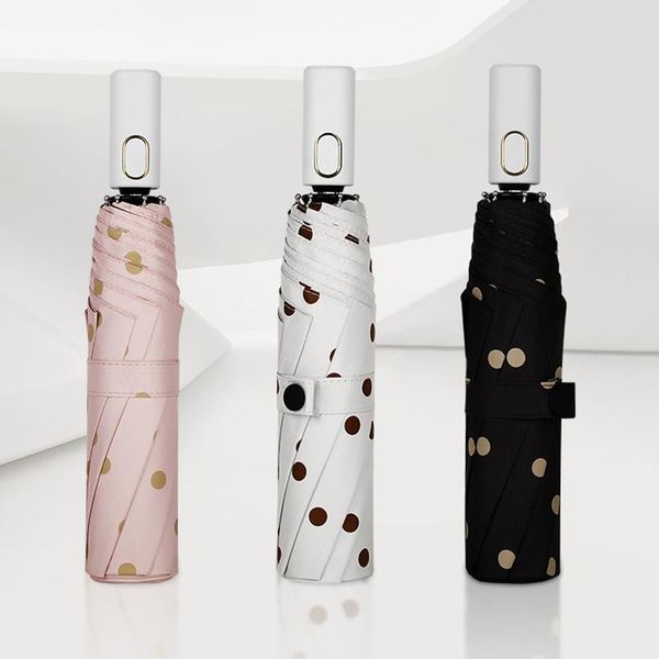 

umbrellas retro dots umbrella fold women uv 3-folding parasol rain&sun rainproof