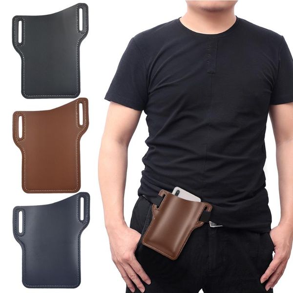 

outdoor bags multifunctional mobile phone fanny pack camping hunting pu leather cell tool belt waist bag