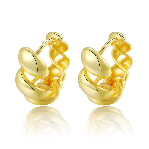 

hoop & huggie thick s925 sterling silver circle earrings twist thread ear buckle for female fashion simple jewelry gifts, Golden;silver