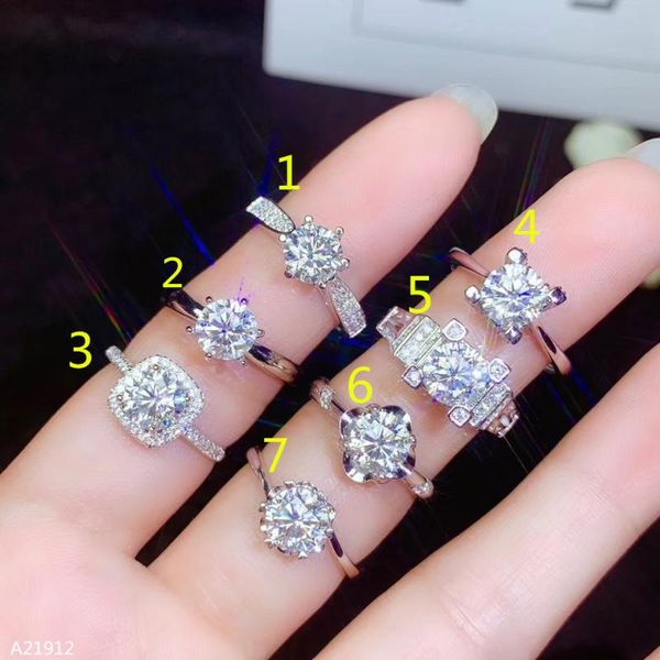 

cluster rings kjjeaxcmy boutique jewelry 925 sterling silver sparkling 1.0 diamond jewellery ring for girls with certificate, Golden;silver