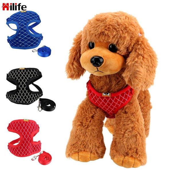 

hilife adjustable cat vest collars leads for small dog cat rhinestone mesh harness leash set
