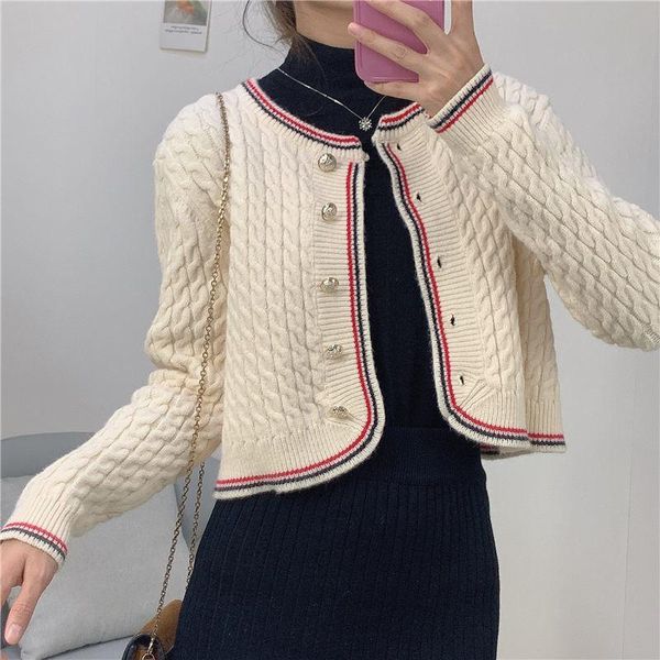 

2021 new spring knitted cardigan women's short jacket women's sweater coat, White