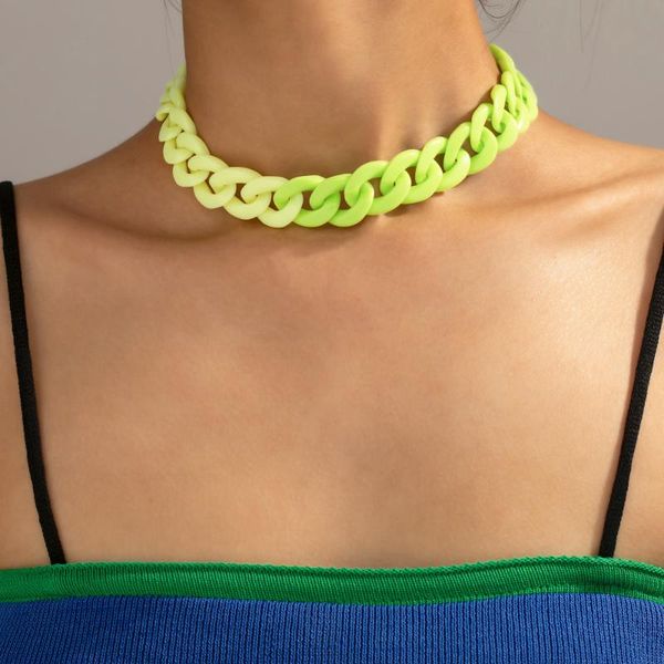 

chains colorful resin ladies necklace same paragraph women's birthday present jewelry wholesale drop gifs, Silver