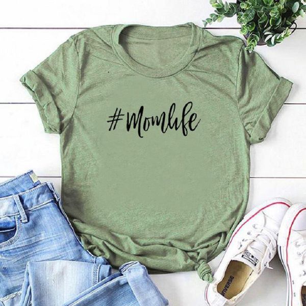 

mom life letter print t shirt women short sleeve o neck loose tshirt 2021 summer women tee shirt camisetas mujer, White
