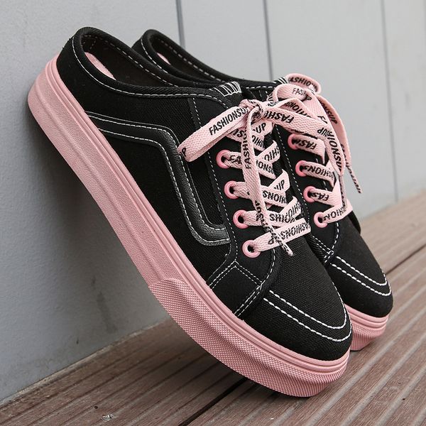 

dress shoes casual female canvas shoes, spring , shoelace, no heel, spare, pedal, ert5 ztwn, Black