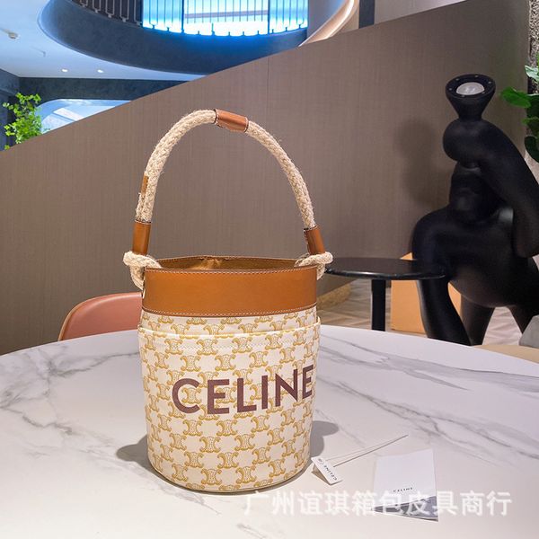 

factory women's 2021 triomphe drawstring rope bucket bag genuine leather old flower fashion underarm shoulder designers handbag yw