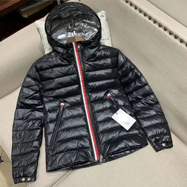 

luxury france women's down jackets designer brand maya autumn and winter shiny light thin slim-fit silver hat super warm jacket, Black