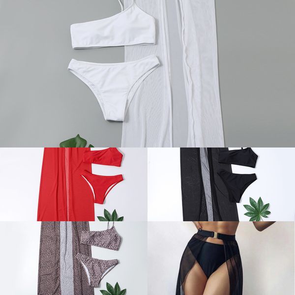 

2021 new three piece solid color swimsuit2021, White;black