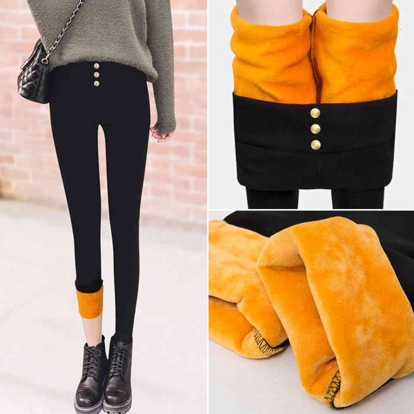 

leggings plush thickened pencil for high waist tights autumn winter, Black