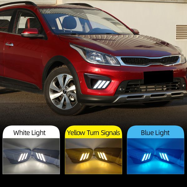 

2pcs led daytime running light for kia rio x-line 2018 2019 car accessories waterproof 12v drl fog lamp decoration