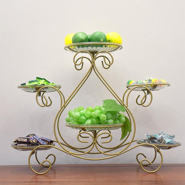 

storage bottles & jars metal stand three-layer fruit plate cake dessert vegetable family buffet display wedding el det