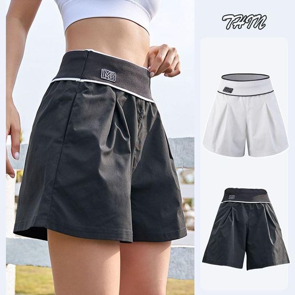 

gym clothing sports shorts women loose high waist wide legs slimming running quick-drying fitness yoga basketball, White;black