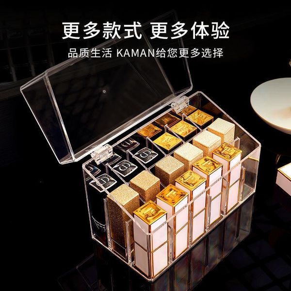 

storage boxes & bins net red mouth box deskcosmetics tape cover multi grid transparent finishing lip glaze display