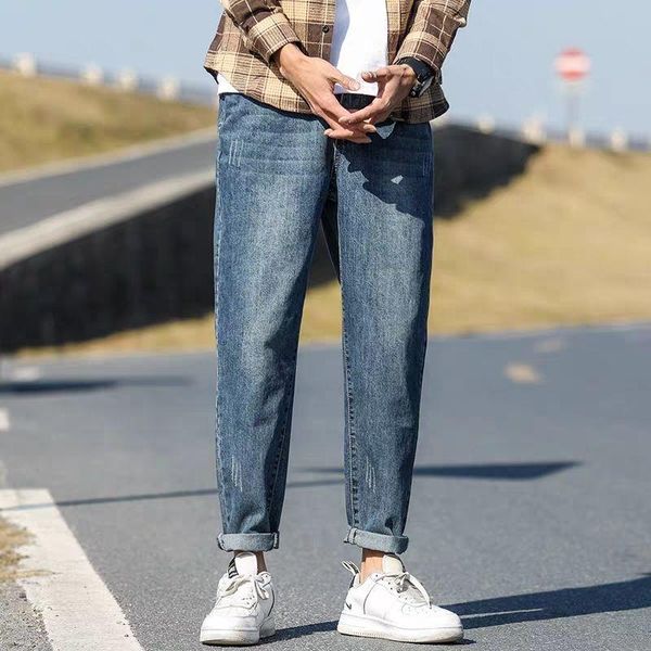 

men's jeans for men slim fit pants classic male denim designer trousers casual straight elasticity 3031539, Blue